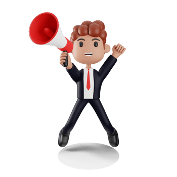 3d Happy businessman holding megaphone png