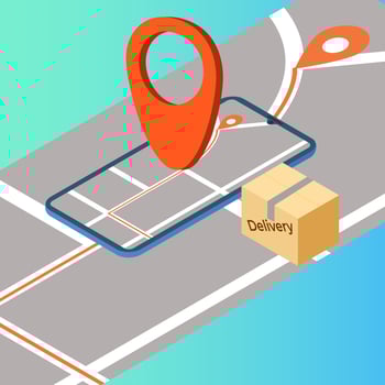 Delivery.Isometric image of the smartphone and the delivery box.The concept of safe cargo transportation and tracking via the online app.Vector illustration. vector