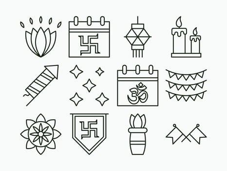 Diwali Icon Set vector