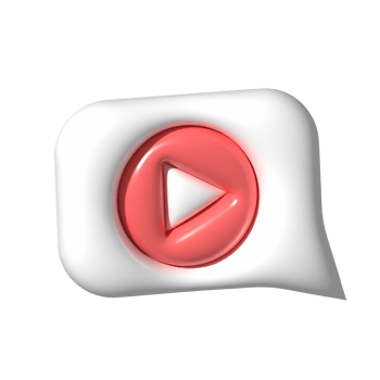 3D play video button speech bubble icon. Media player sign or symbol png