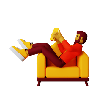 3d male reading book illustration png