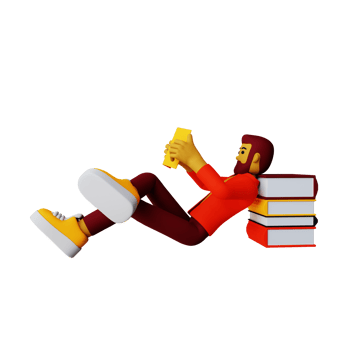 3d male reading book illustration png