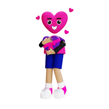 3d love couple character illustration png