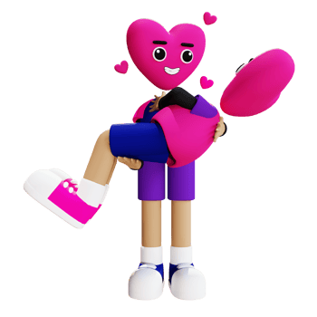 3d love couple character illustration png