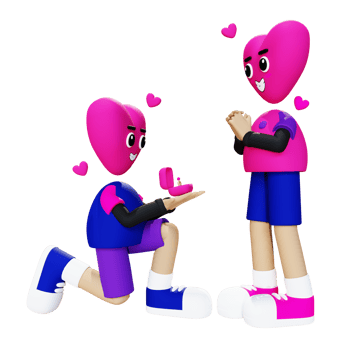 3d love couple character illustration png