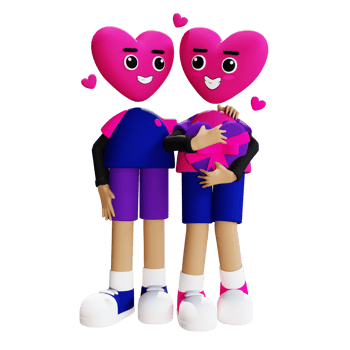 3d love couple character illustration png