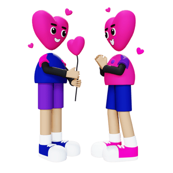 3d love couple character illustration png