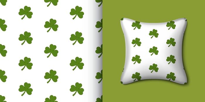 Clover seamless pattern with pillow. Vector illustration