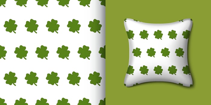 Clover seamless pattern with pillow. Vector illustration