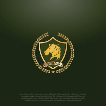 Luxury logo template vector object for logotype or badge Design. Trendy vintage royal style illustration, horse logo, good for fashion boutique, alcohol or hotel brand.
