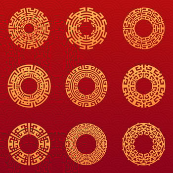 Chinese border collection. Chinese style pattern. Vector illustration