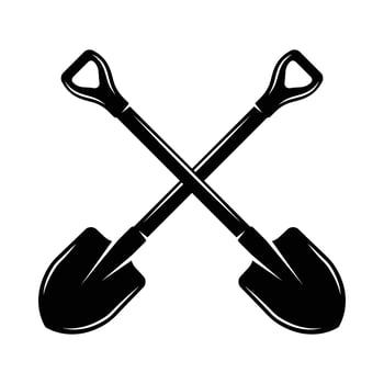Vintage mining trolley pcik axe. Can be used like emblem, logo, badge, label. mark, poster or print. Monochrome Graphic Art. Vector