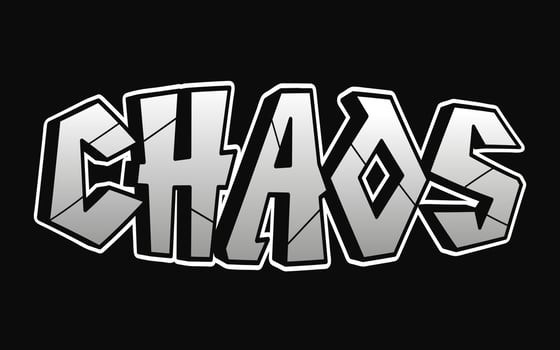 Chaos word graffiti style letters.Vector hand drawn doodle cartoon logo illustration.Funny cool chaos letters, fashion, graffiti style print for t-shirt, poster concept vector