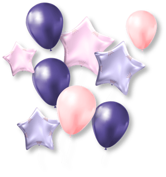 Party Colorful Balloons with Shadow png