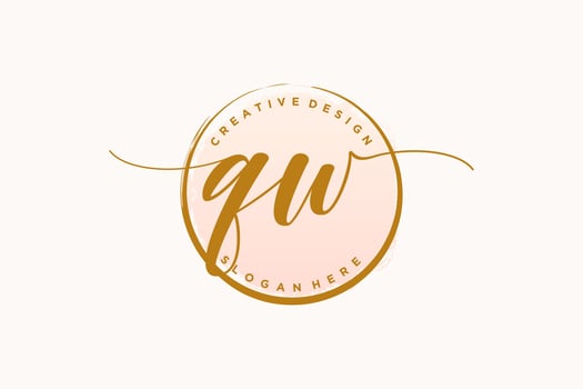 Initial QW handwriting logo with circle template vector signature, wedding, fashion, floral and botanical with creative template.