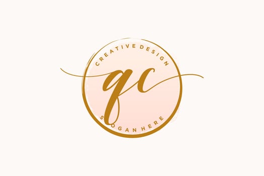 Initial QC handwriting logo with circle template vector signature, wedding, fashion, floral and botanical with creative template.