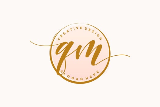 Initial QM handwriting logo with circle template vector signature, wedding, fashion, floral and botanical with creative template.