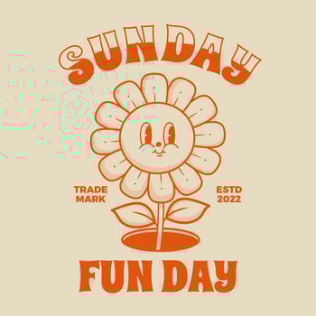 Sun flower character, retro style art, 90s vector
