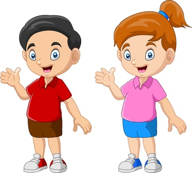 Happy kid cartoon funny couple vector
