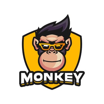 Happy Monkey Mascot Vector Logo Design