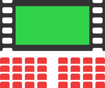 cinema green screen red seat theater icon png