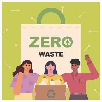 environmental protection banner. People running a zero waste campaign. vector