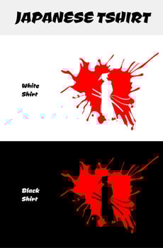 Japanese streetwear theme design vector for tshirt hoodie and merchandise. blood splatter. samurai vector illustration. silhouette japan samurai vector for design t shirt concept. silhouette samurai.