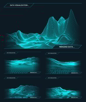 Abstract vector wireframe landscape background. Cyberspace grid. 3d technology wireframe vector illustration. Digital wireframe landscape for presentations .