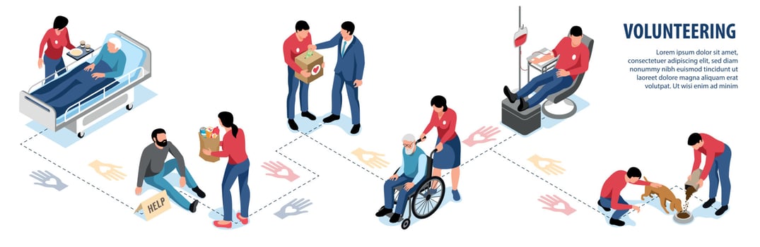 Volunteering Isometric Infographics vector