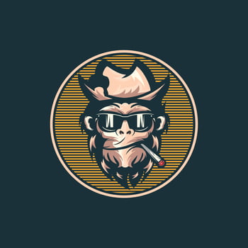 Geek monkey mascot vector logo illustration