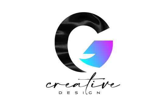Black Silk Letter G Logo Design with Textile Material Texture and Creative Design Vector