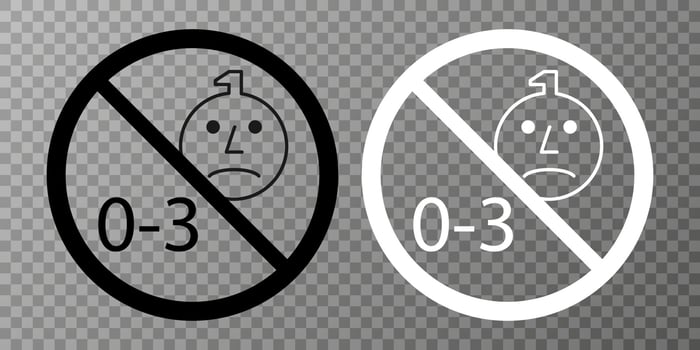 Not for children under 3 years of age icon vector