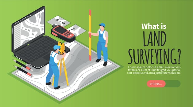 Isometric Engineer Surveyor Banner vector