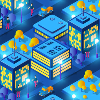 The night city background 3D illustration neon ultraviolet of urban infrastructure isometric buildings vector