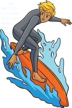 Surfer Cartoon Colored Clipart Illustration vector