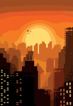 Illustration of silhouette city vector