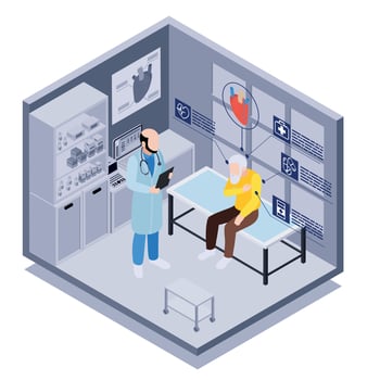 Seniors Doctors Appointment Composition vector