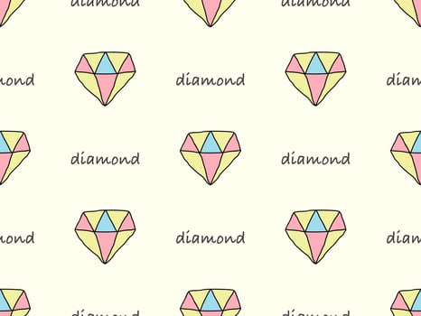 Diamond cartoon character seamless pattern on yellow background vector