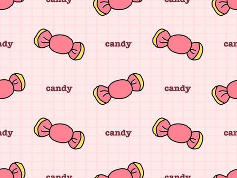 Candy cartoon character seamless pattern on pink background vector