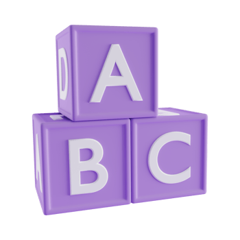 abc block 3d icon, 3d render concept png