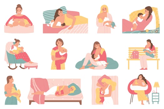 Breastfeeding Icon Set vector