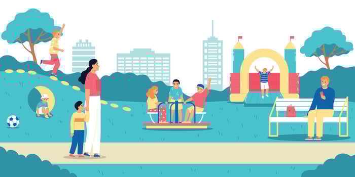 Children Parents Playground Composition vector