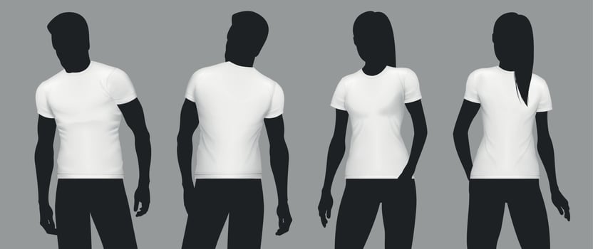 Realistic T shirt Mockup Silhouette Icon Set vector