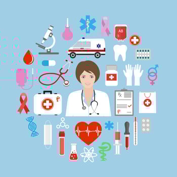 Doctor with medical instruments vector