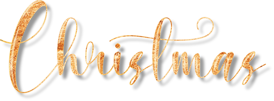 Golden Glitter Christmas Text with Shadow png