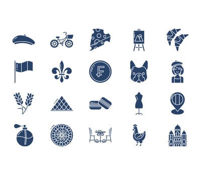 France country and culture icon set vector