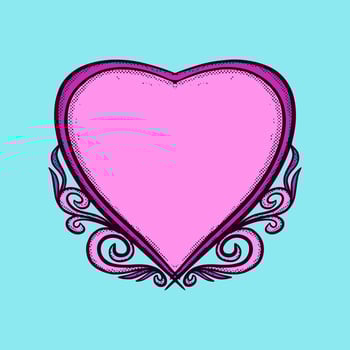 Love pink Illustration hand drawn cartoon colorful vintage style vector