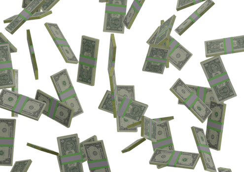 one dollar stack of money, 3D render, illustration, Dollar Bills isolated on background png