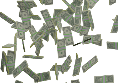 one dollar stack of money, 3D render, illustration, Dollar Bills isolated on background png