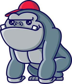 Cartoon cute king kong gorilla wearing red cap png